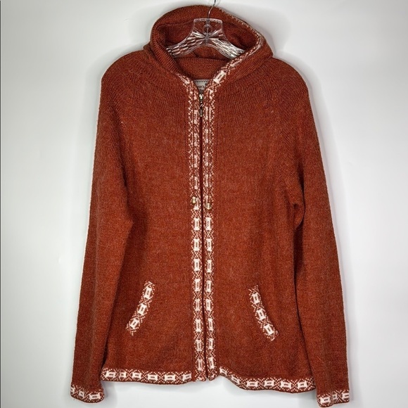 The Alpaca Connection Alpaca Blend Rust Orange Full Zip Sweater XXL - Picture 1 of 9